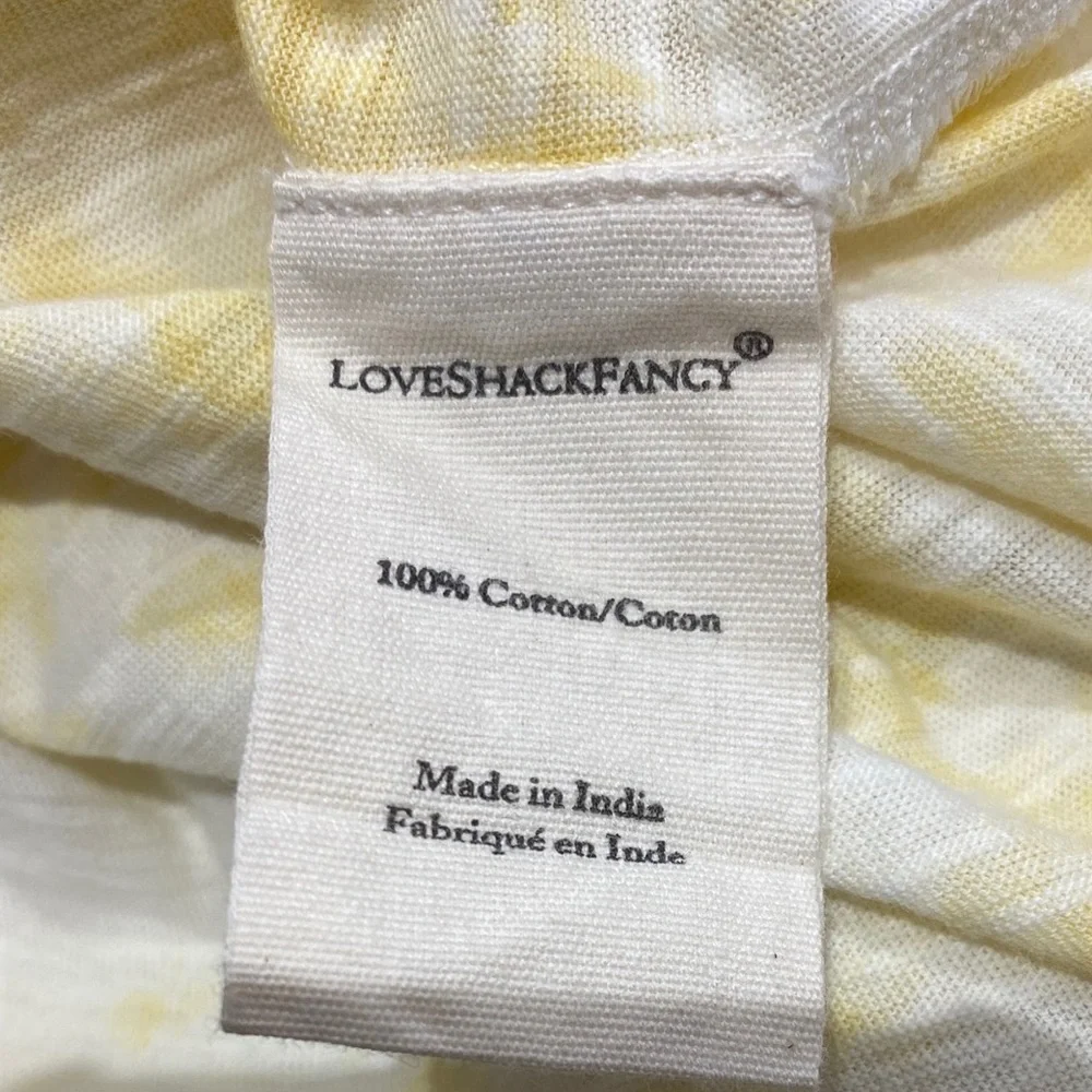 LoveShackFancy Cotton Calix T-Shirt Lemon Drop Hand Dye M NWT - Picture 5 of 5